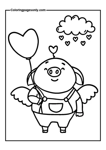 Valentine Pig coloring page