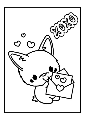 Welsh Corgi Valentine’s Day coloring page