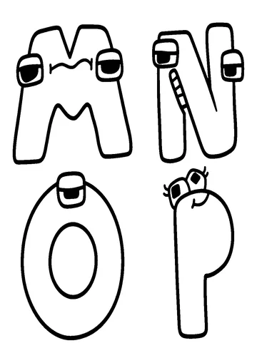 M, N, O, P coloring page