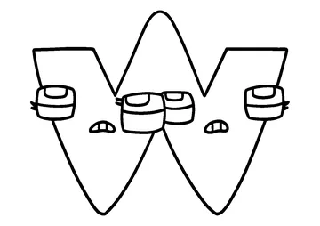 Lettle W from Alphabet Lore coloring page