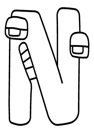 N from Alphabet Lore coloring page