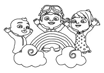 JJ TomTom and YoYo Rainbow coloring page