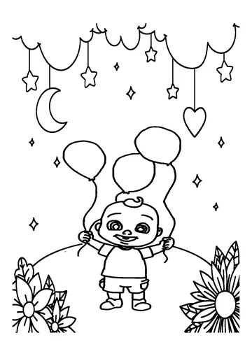 Cocomelon Balloon coloring page