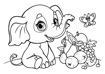 Elephant color coloring page