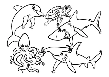 Octopus And Sea Animals coloring page