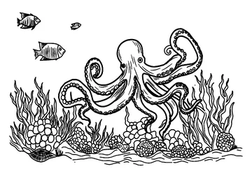 Realistic Octopus coloring page
