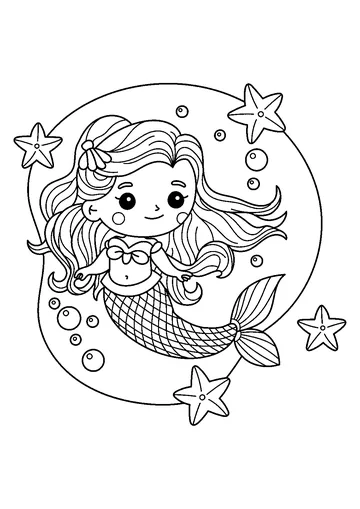 Cute Mermaid Page coloring page