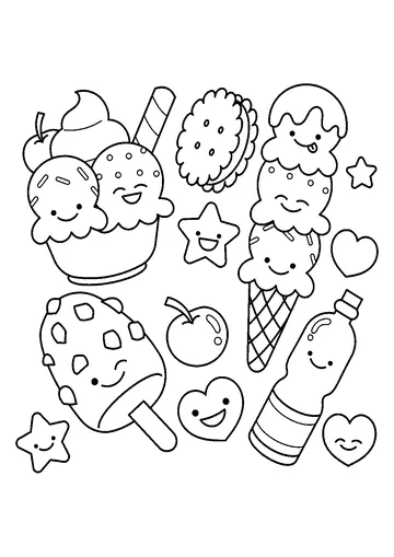 Kawaii Ice Cream coloring page