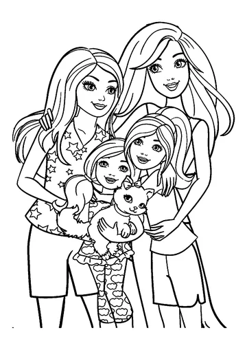 Adorable Barbies Page coloring page