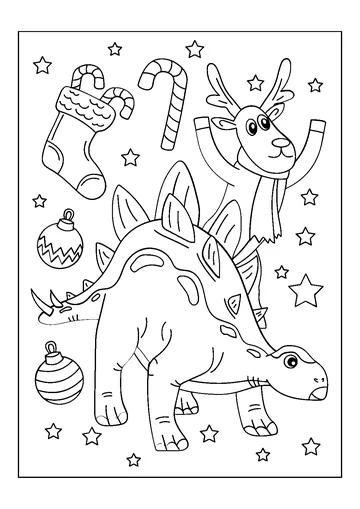 Christmas Dinosaur coloring page