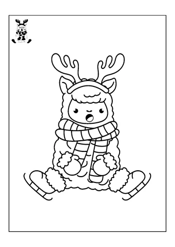 Christmas Llama coloring page