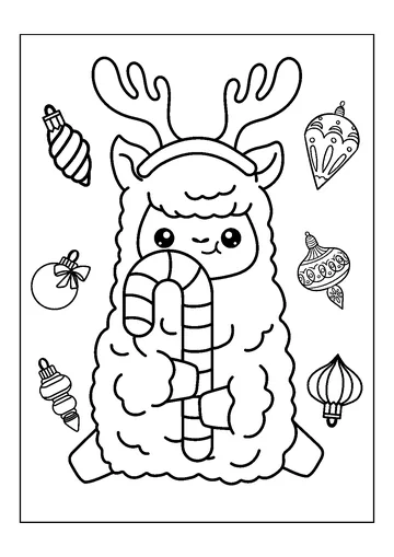 Christmas Llama coloring page