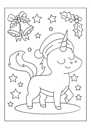 Christmas Unicorn coloring page