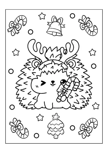 Christmas Hedgehog coloring page