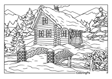 House Winter coloring page