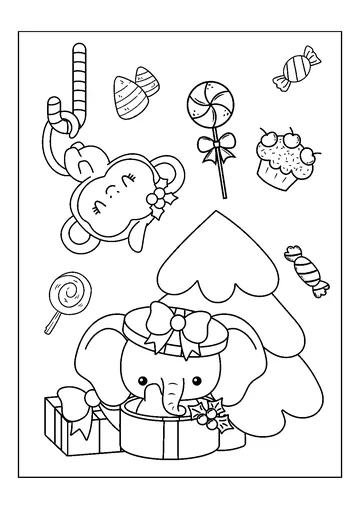 Christmas Animals coloring page