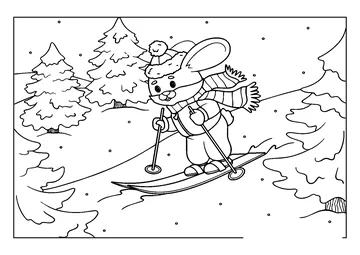 Skiing Winter coloring page