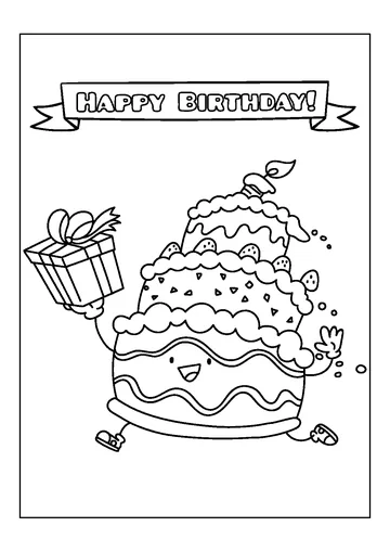 Birthday Cake Cute coloring page