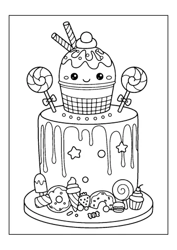 Birthday Cake to Color coloring page