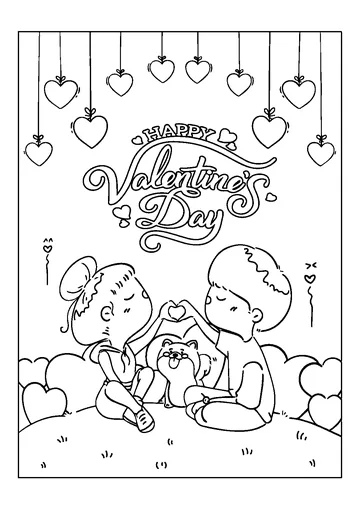 Cute Valentine’s Day Animals coloring page