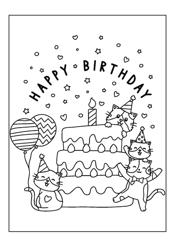 Happy Birthday Cake coloring page