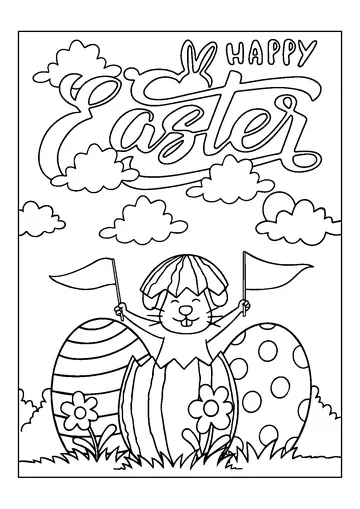 Easter Bunny with Decorated Eggs coloring page
