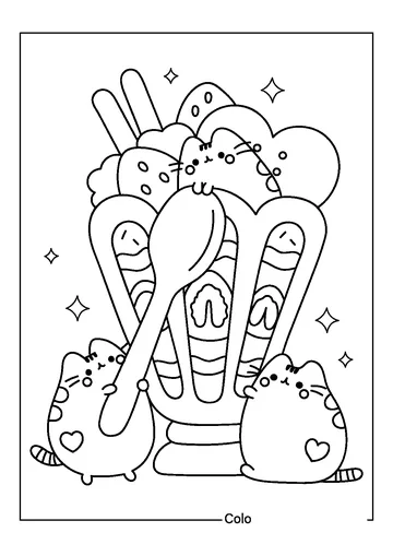 Pusheen Eats coloring page