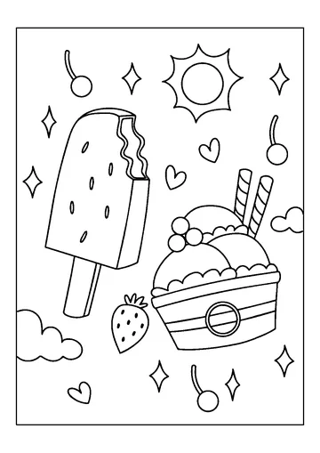 Ice Creams Vector coloring page