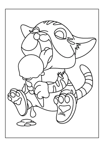 Kitten Eating coloring page