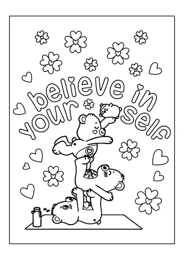 Care Bears Playing Balancing Puzzle Game coloring page