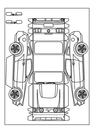 3D Ford Mustang Template coloring page