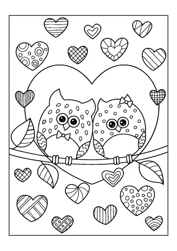 A Couple Of Owls In Love coloring page
