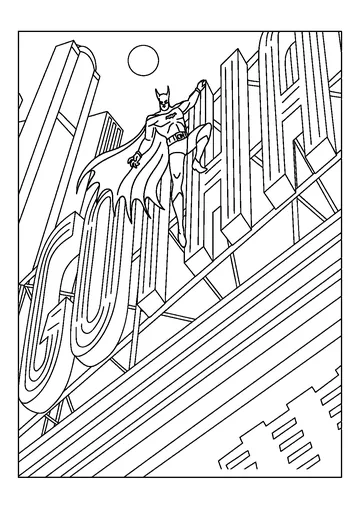 Batman in Gotham City coloring page