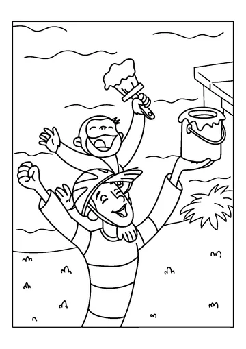Curious George And The Man In The Yellow Hat coloring page