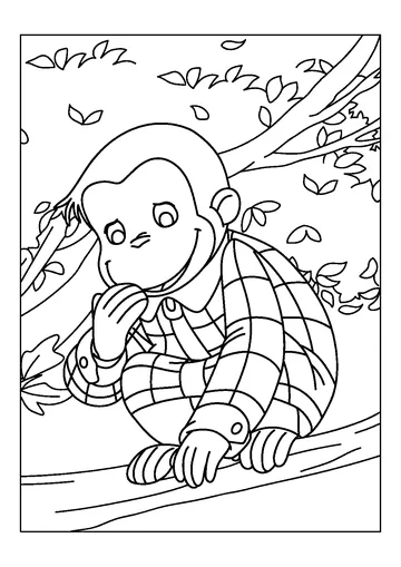 Curious George Feeling Happy coloring page
