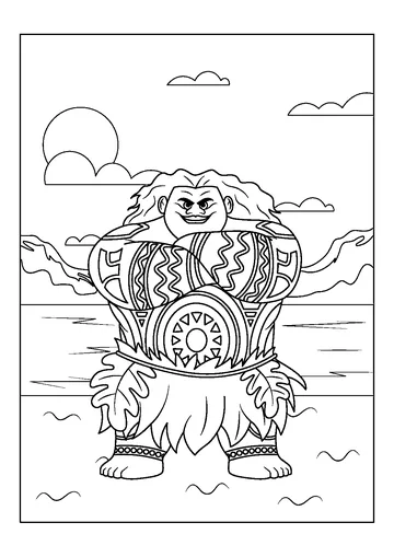 Maui From Moana 2 coloring page