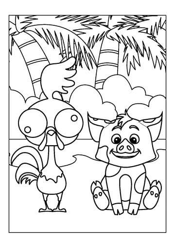Pua And HeiHei coloring page