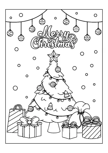 Christmas Tree And Gift Boxes coloring page