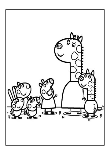 Peppa Pig with Giraffes coloring page