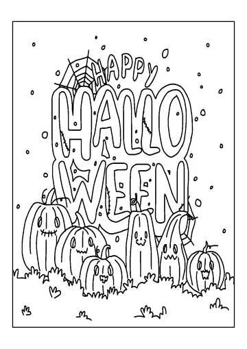 Happy Halloween and fun Pumpkins coloring page
