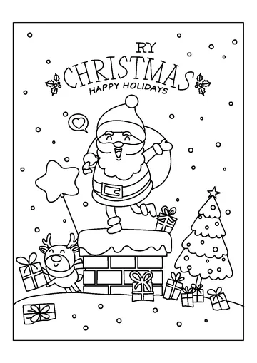 Happy Santa Claus Christmas coloring page