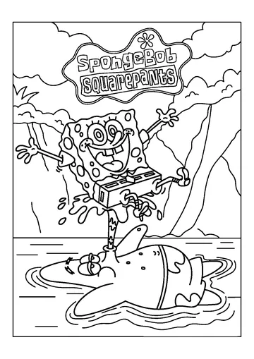 Happy Spongebob and Patrick coloring page
