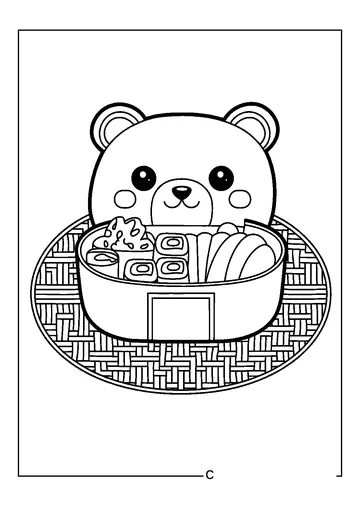 Kawaii of Cartoon and Food coloring page