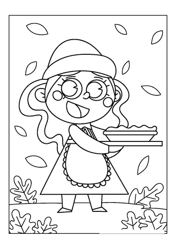 Little Girl Thanksgiving Dinner coloring page