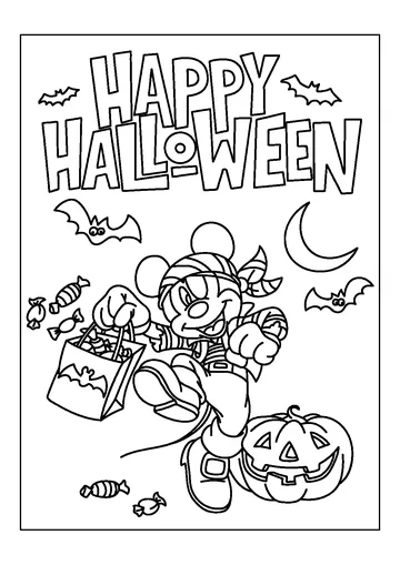 Mickey Dancing in Halloween coloring page