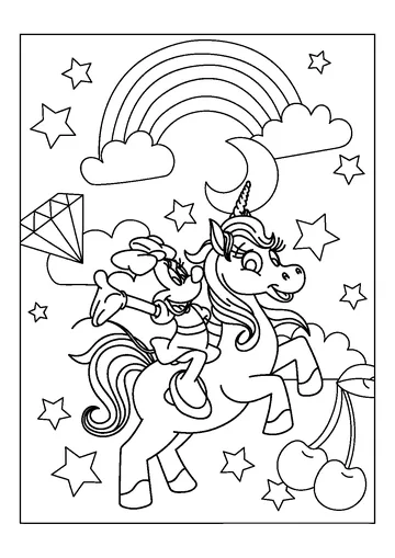 Mickey Mouse and Unicorn Rainbow coloring page