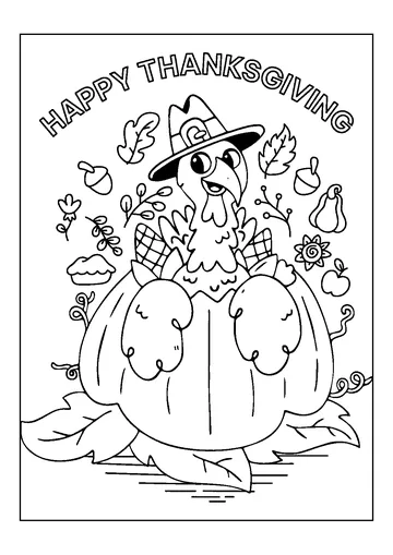Pumpkin and Turkey coloring page