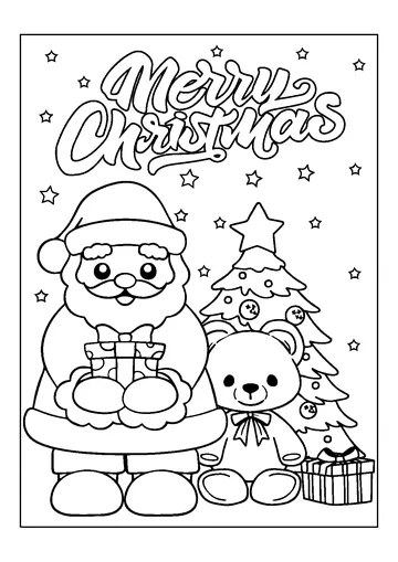 Santa Claus and Teddy Bear coloring page