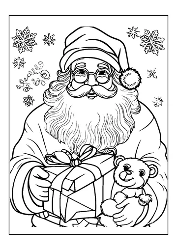 Santa Claus with Christmas Gift for Baby coloring page