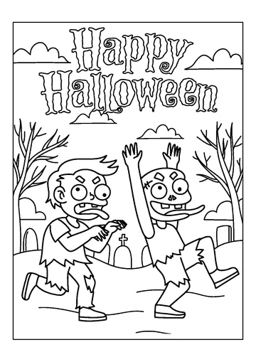 Scary Zoombies on Fun Halloween coloring page